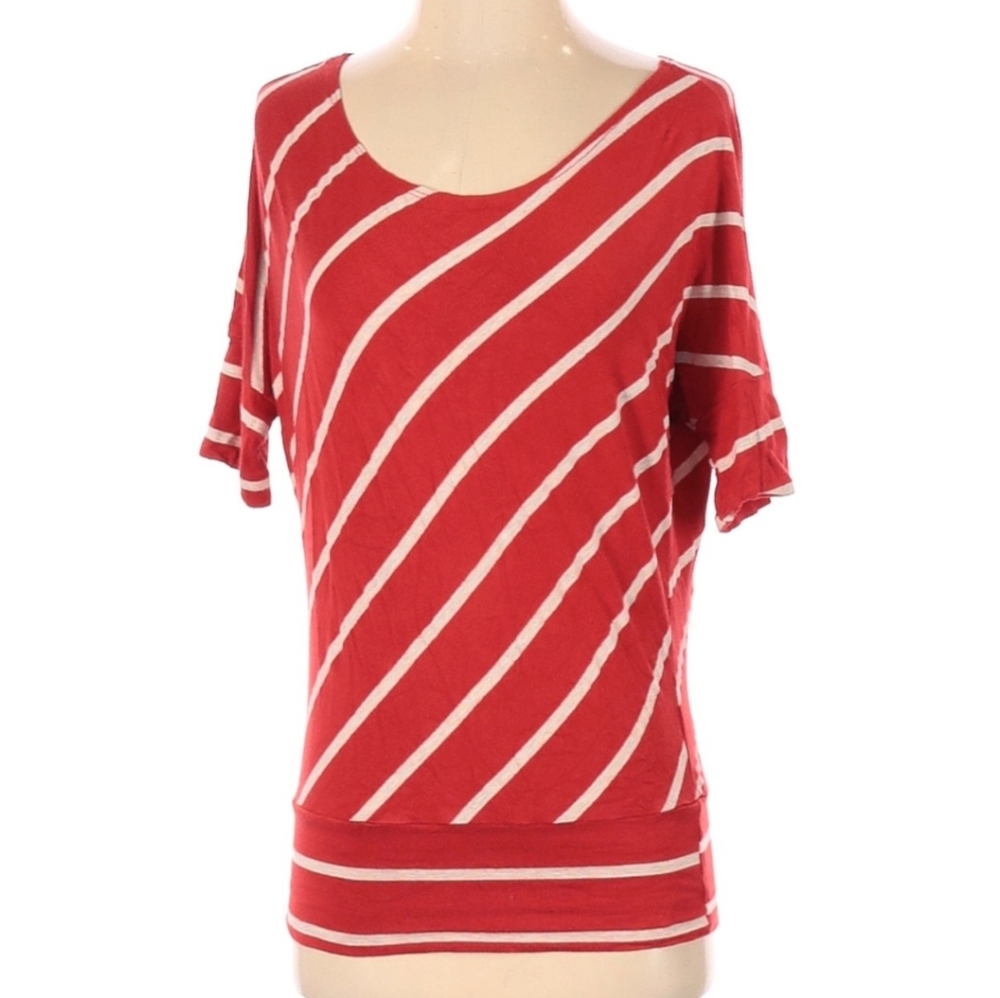 Mine Short Sleeve Top, Red Striped, Size S